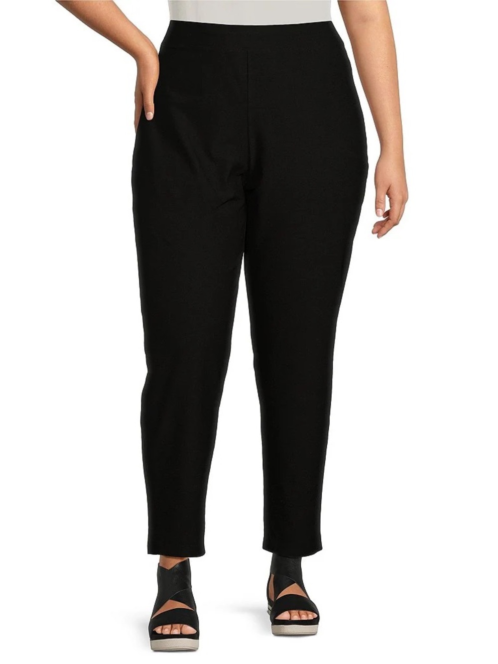 Eileen Fisher Washable Stretch Crepe Slim Leg Ankle Pants Sz M